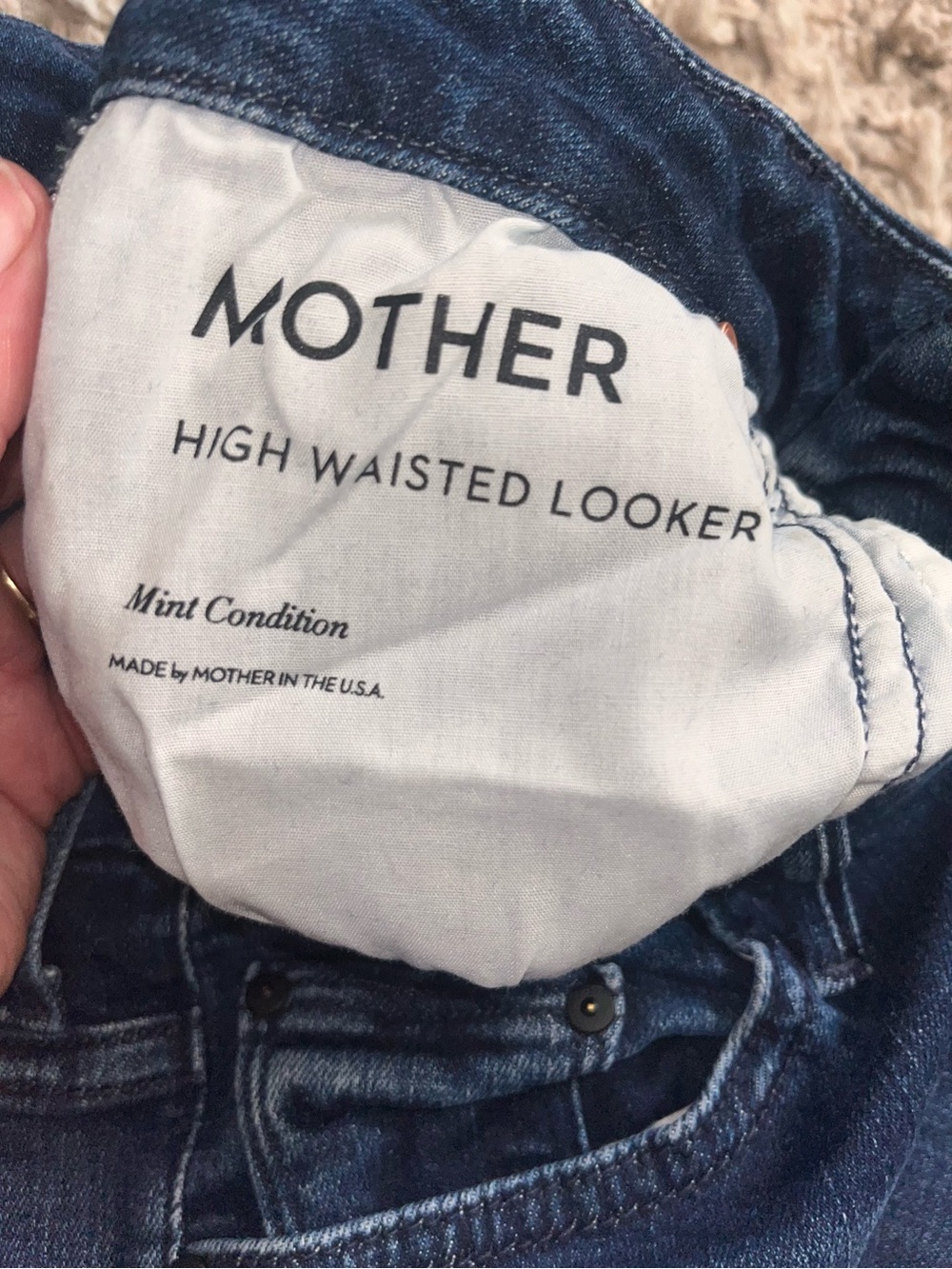 MOTHER high waisted looker Skinny Jeans in Dark Blue Wash - Picture 7 of 7